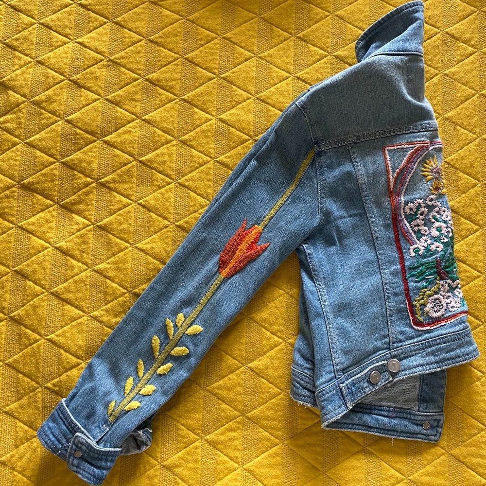 *24h SALE!*  Anthro Embroidered Jean Jacket